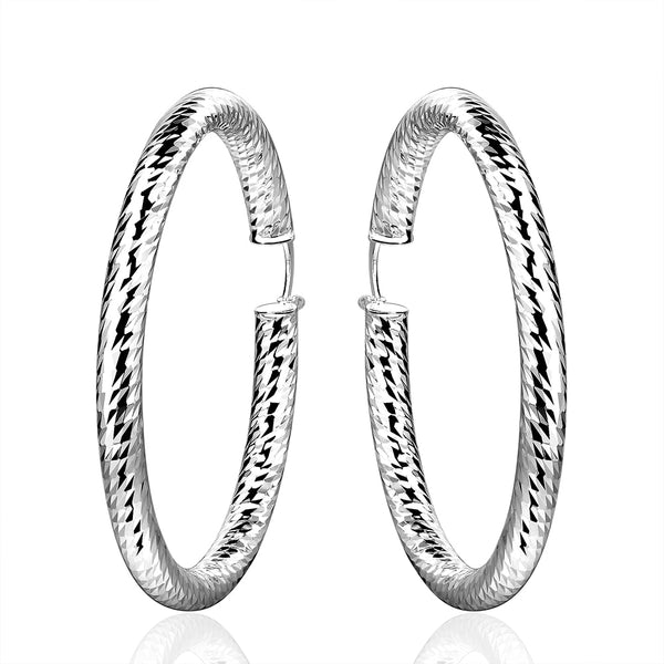 Women's Classic Silver Plated Hoop Earrings