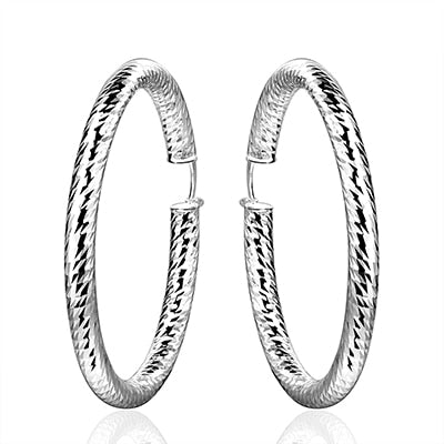 Women's Classic Silver Plated Hoop Earrings