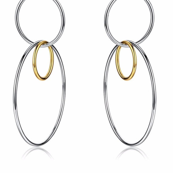 Women's '80's Chic' Two Tone Metal Hoop Earrings