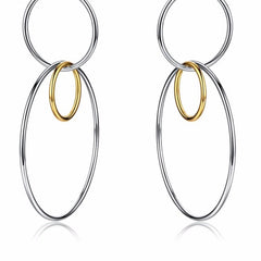 Women's '80's Chic' Two Tone Metal Hoop Earrings