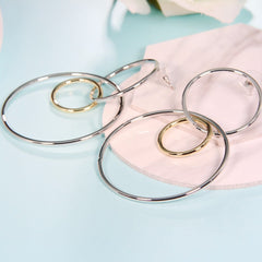 Women's '80's Chic' Two Tone Metal Hoop Earrings