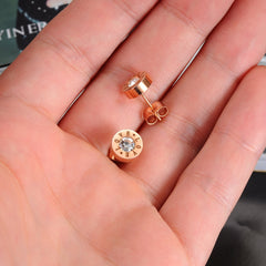 Women's 'Love' Rose Gold Plated CZ Stud Earrings