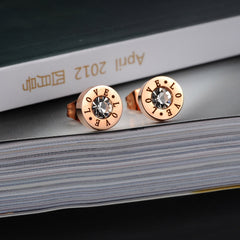 Women's 'Love' Rose Gold Plated CZ Stud Earrings