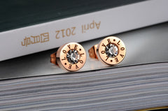 Women's 'Love' Rose Gold Plated CZ Stud Earrings