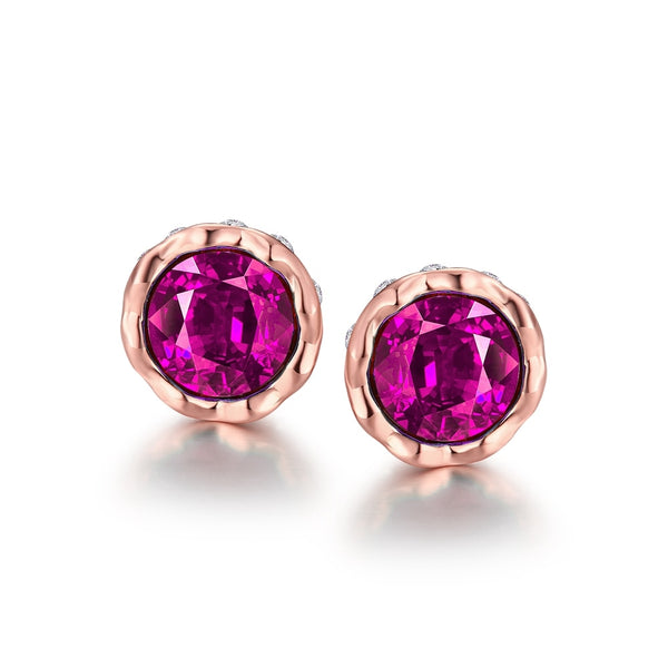 Women's Rose Gold Multicolor CZ Stud Earrings