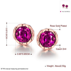 Women's Rose Gold Multicolor CZ Stud Earrings