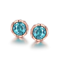 Women's Rose Gold Multicolor CZ Stud Earrings