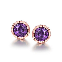 Women's Rose Gold Multicolor CZ Stud Earrings