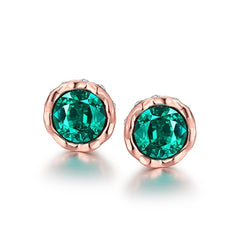 Women's Rose Gold Multicolor CZ Stud Earrings