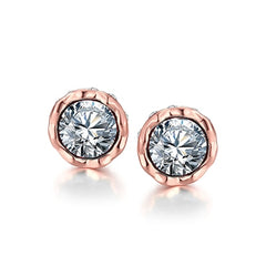 Women's Rose Gold Multicolor CZ Stud Earrings