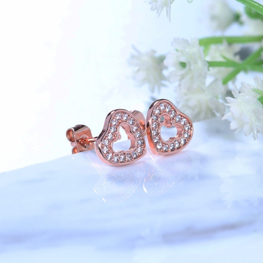 Mickey Mouse Rose Gold and CZ Stud Earrings