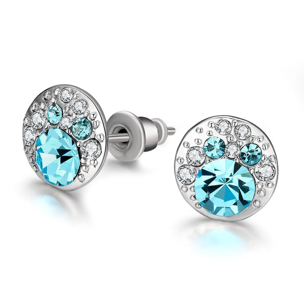 Blue Crystal and CZ Stud Earrings