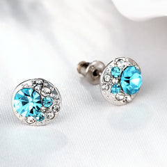 Blue Crystal and CZ Stud Earrings