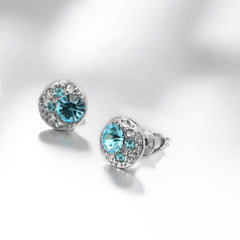 Blue Crystal and CZ Stud Earrings