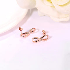 Rose Gold And CZ Infinity Shape Stud Earrings