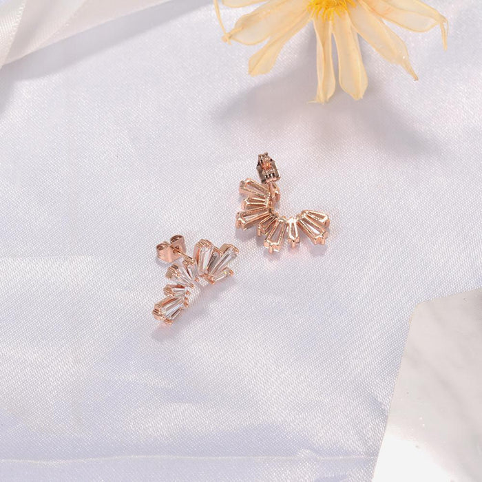 Cubic Zirconia Star Burst Flower Stud Earrings