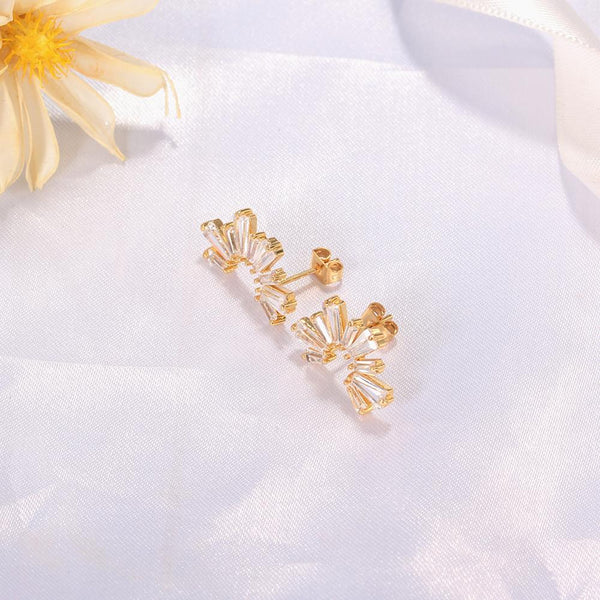 Cubic Zirconia Star Burst Flower Stud Earrings