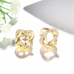 Gold Knot Cubic Zirconia Stud Earrings