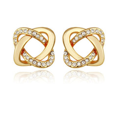 Gold Knot Cubic Zirconia Stud Earrings