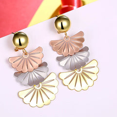 Silver RoseGold And Gold Charm Drop Eearrings