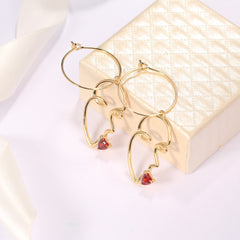 Ruby Stone And Smile Kiss Drop Earrings