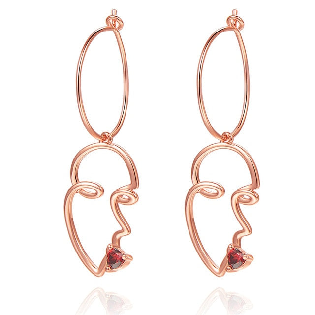 Ruby Stone And Smile Kiss Drop Earrings