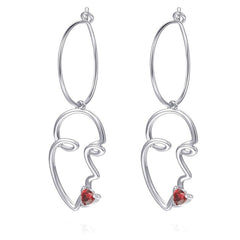 Ruby Stone And Smile Kiss Drop Earrings