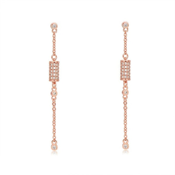 CZ Dangle Long Chain Pendant Earrings