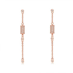 CZ Dangle Long Chain Pendant Earrings