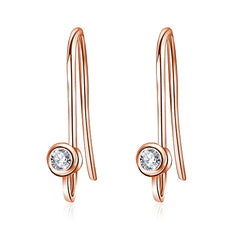 CZ Hook Rose Gold Earrings