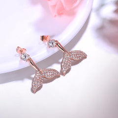 Mermaid Tale CZ Rose Gold Post Earrings