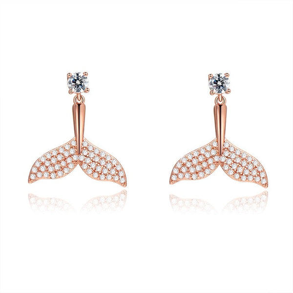 Mermaid Tale CZ Rose Gold Post Earrings