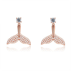 Mermaid Tale CZ Rose Gold Post Earrings