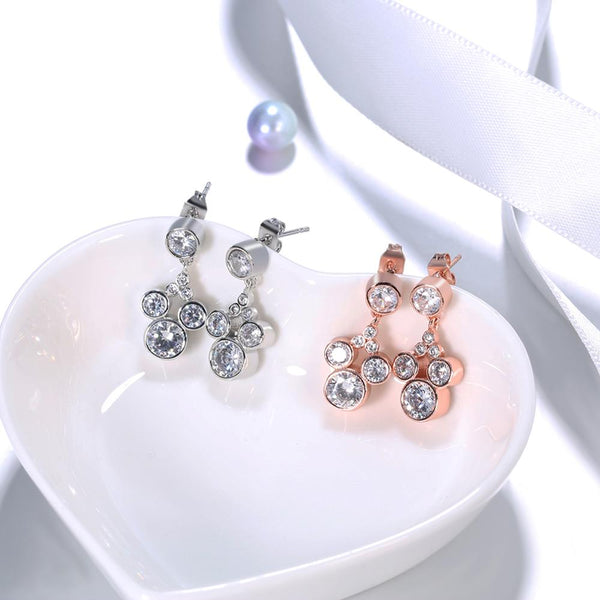 Mickey Mouse Ears Rose Gold And CZ Post Earrings