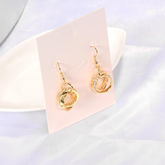 Round Love Pendant CZ Golden Drop Earrings