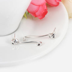 Cat Tail Silver Party Drop Earrings