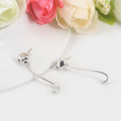 Cat Tail Silver Party Drop Earrings