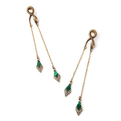 Emerald Color Pendant Drop Bohemian Earrings