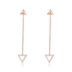 Gold Triangle Drop Cubic Zirconia Pendant Earrings