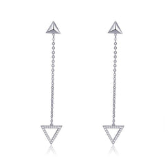 Gold Triangle Drop Cubic Zirconia Pendant Earrings