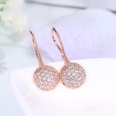 CZ Charm Drop Rose Gold Plated Earrings