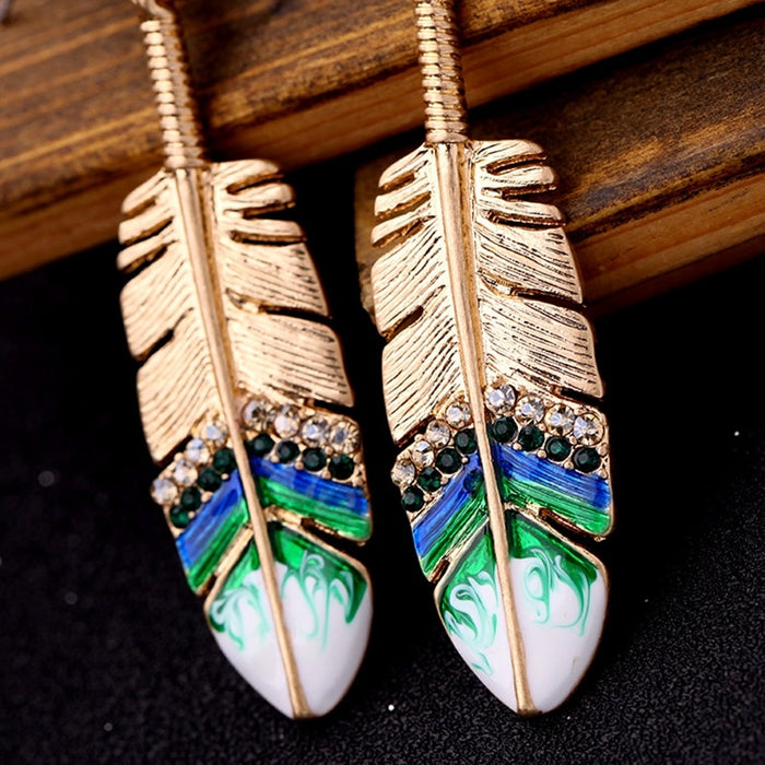 Emerald Color And Bohemian Peacock Color Feather