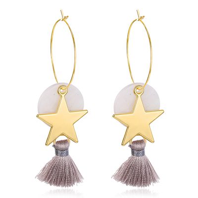 Gold Star Hoop And Tassel Drop Earrings