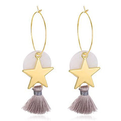 Gold Star Hoop And Tassel Drop Earrings