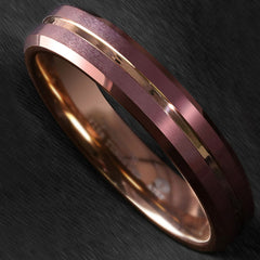 Women's 6mm Brushed Ruby Rose Gold Inner Tungsten Carbide Ring