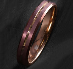 Women's 6mm Brushed Ruby Rose Gold Inner Tungsten Carbide Ring