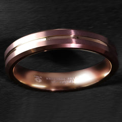 Women's 6mm Brushed Ruby Rose Gold Inner Tungsten Carbide Ring