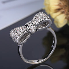 Women's Big Bow Silver Plated CZ Ring