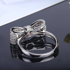 Women's Big Bow Silver Plated CZ Ring