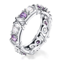 Women's Cross Style Channel Set CZ Silver Plated Ring